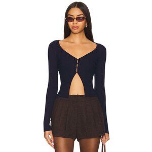 superdown Sierra Knit Top in Navy Large New Womens Sweater Cardigan